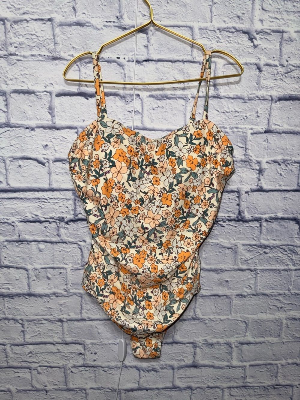 CUPSHE Women One Piece Swimsuit Ruched Strappy Contrast Color NWT XL